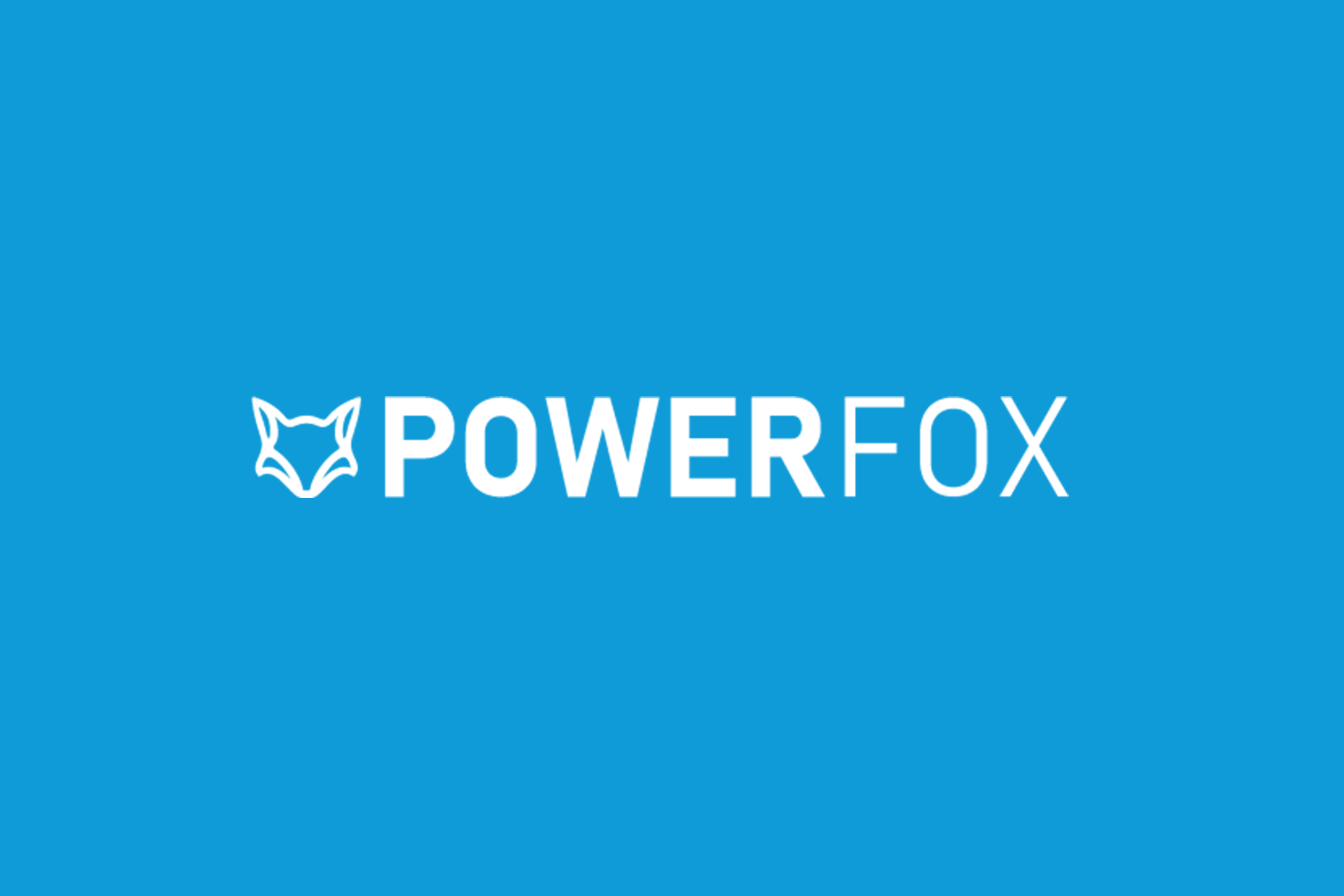Logo der Firma Powerfox vor blauem Untergrund